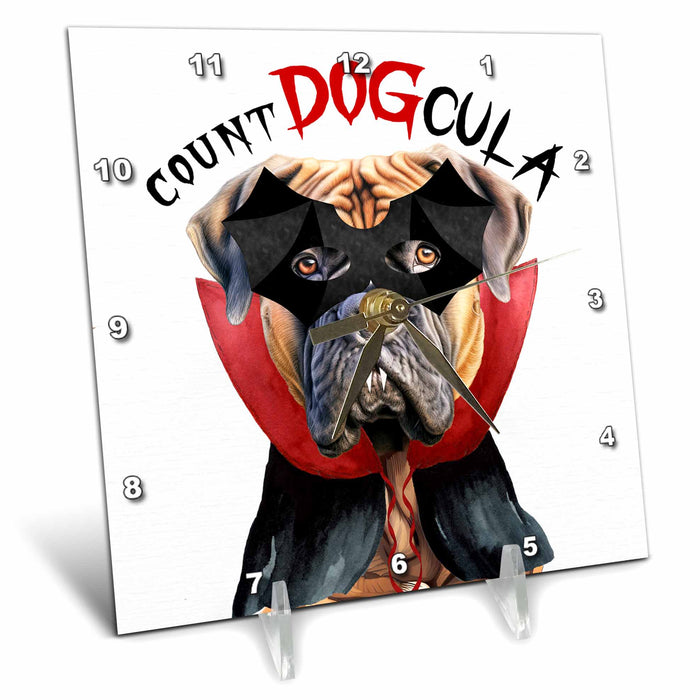 Desk Clock - Bullmastiff Funny Count DOGcula Mastiff Breed for Halloween Halloween Dogs