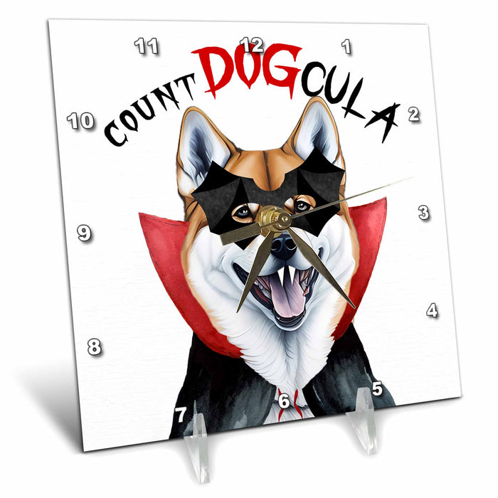 Desk Clock - Count DOGcula is Really a Shiba Inu Dog Who Knew Funny Halloween Halloween Dogs