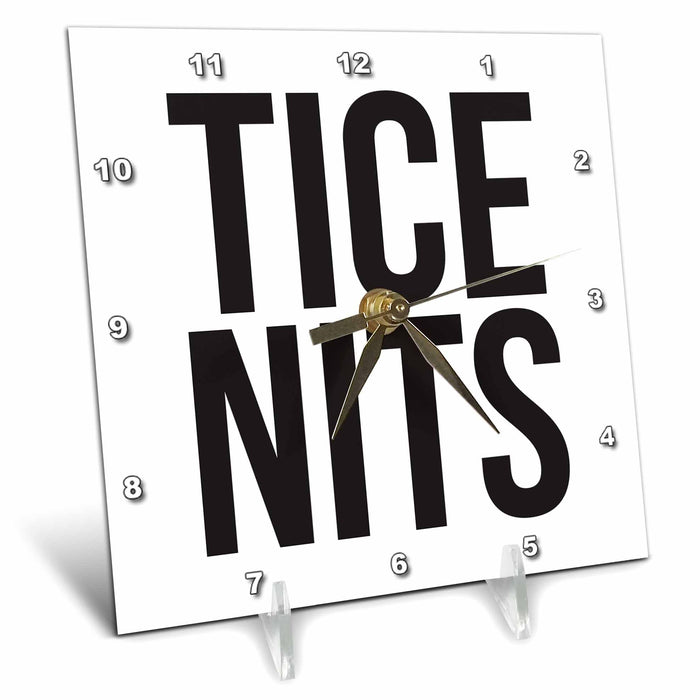 Desk Clock - TICE NITS BW Word Scramble