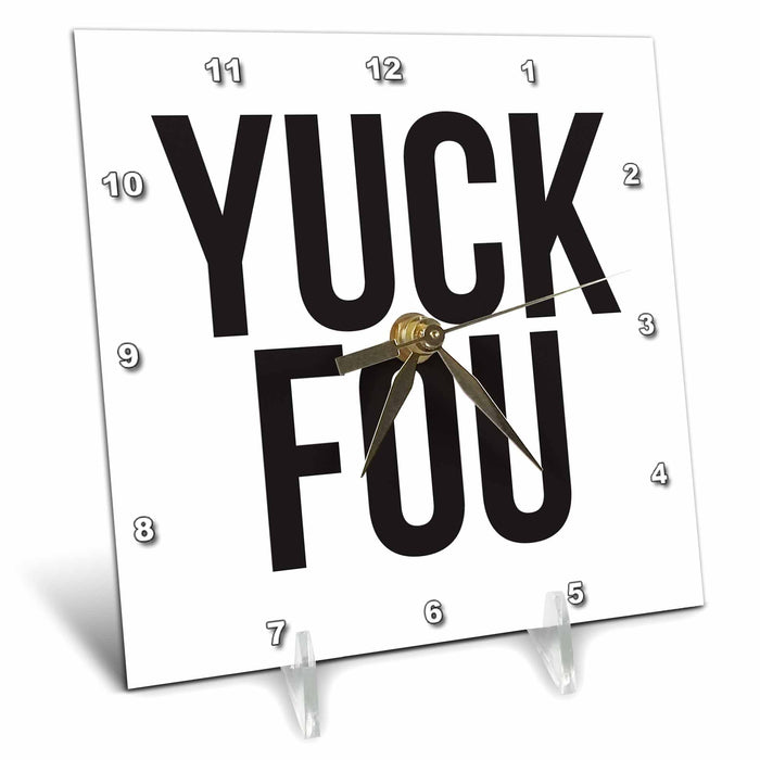 Desk Clock - YUCK FOU BW Word Scramble