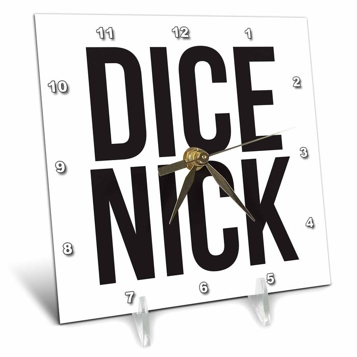 Desk Clock - DICE NICK BW Word Scramble