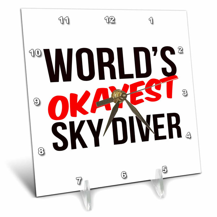 Desk Clock - Worlds Okayest Sky Diver