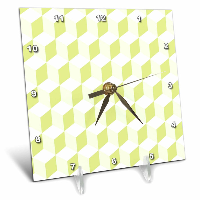 Desk Clock - Diamond Repeating Pattern In Cream White and Ecru Digital Art - Honeycomb Pattern