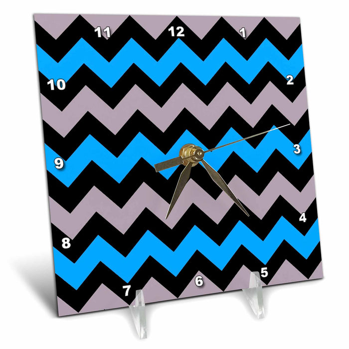 Desk Clock - Chevron Pattern In Buff Pink And Baby Blue Digital Art - Chevron Pattern