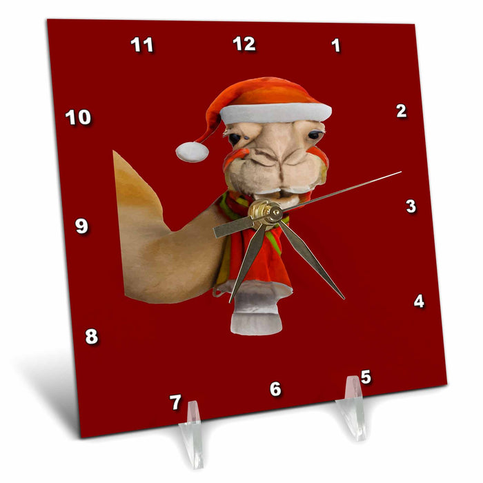 Desk Clock - Adorable Cute Camel Wearing Santa Hat Christmas Digital Art - Christmas Camel