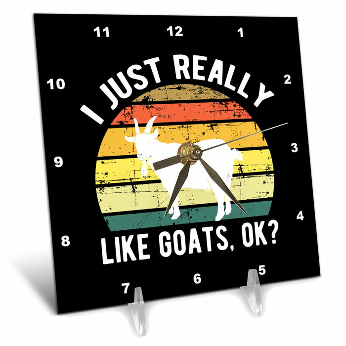 Desk Clock - I just really like goats ok. White lettering and goat on retro stripes Stamp City - typography