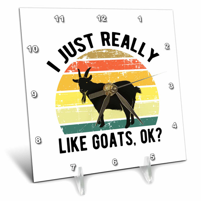 Desk Clock - I just really like goats ok. Black lettering and goat on retro stripes Stamp City - typography