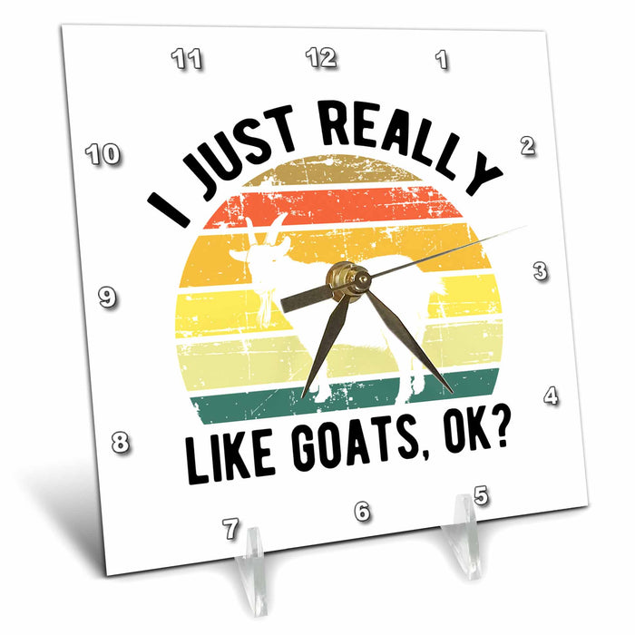 Desk Clock - I just really like goats ok. Black letters white goat on retro stripes Stamp City - typography