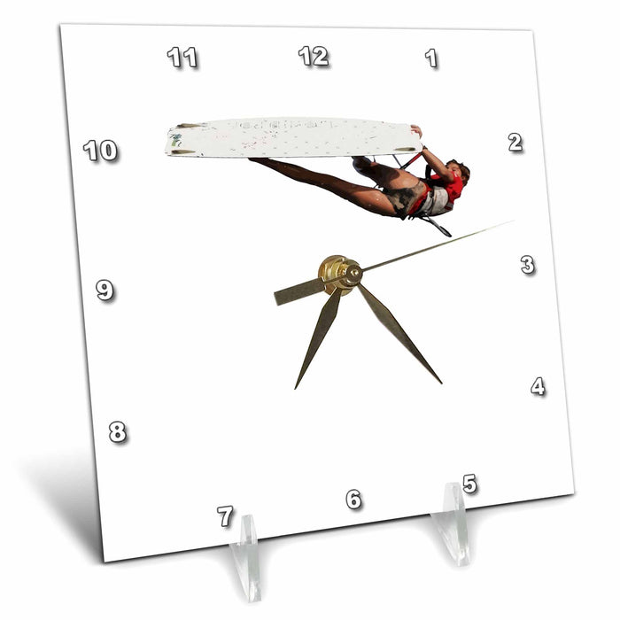 Desk Clock - Kitesurfer Freestyle Action Color Illustration Illustration - Kitesurfing Sport Action