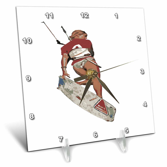 Desk Clock - Kitesurfers Freestyle Kite Female Rider Color Illustration Illustration - Kitesurfing Sport Action