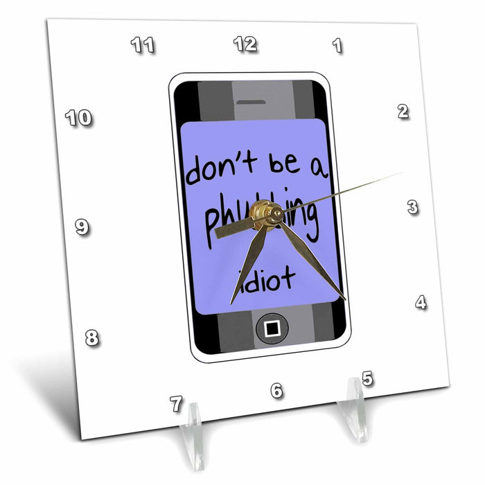 Desk Clock - Dont Be A Phubbing Idiot - Against Constant Smart Phone Use Vector Art - Dating Humor