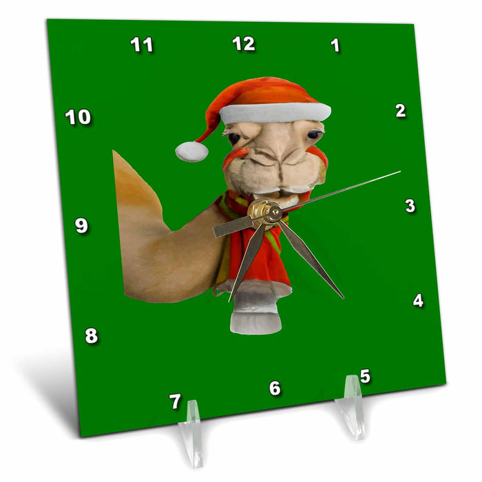 Desk Clock - Adorable Cute Camel Wearing Santa Hat Christmas Vector Art - Christmas Camel