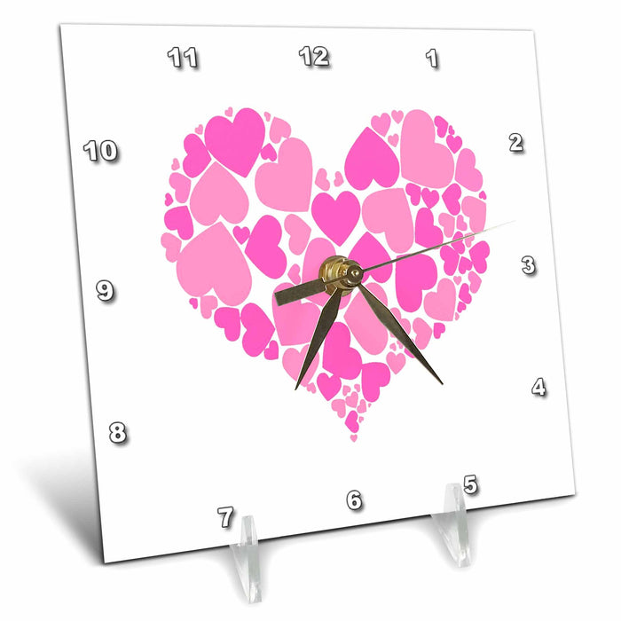 Desk Clock - A Heart Of Hearts Romantic Design Pastel Pink Shades Vector Art - Romantic Love