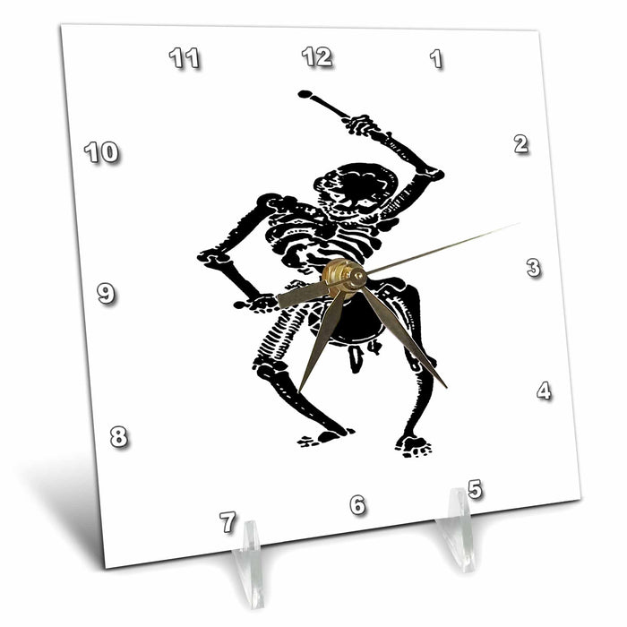 Desk Clock - Civil War Federal Drummer Boy Skeleton In Black Vector Art - Drummer Boy