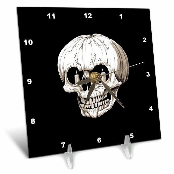 Desk Clock - Jack O Lantern Cranium Halloween Gothic Vector Art - Halloween Lantern