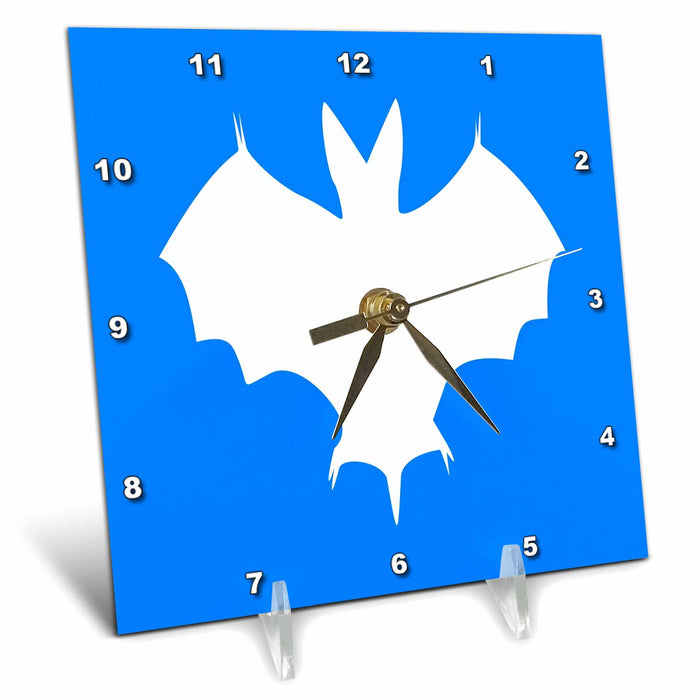 Desk Clock - Simple Silhouette Of A Halloween Bat White Vector Art - Halloween Bat