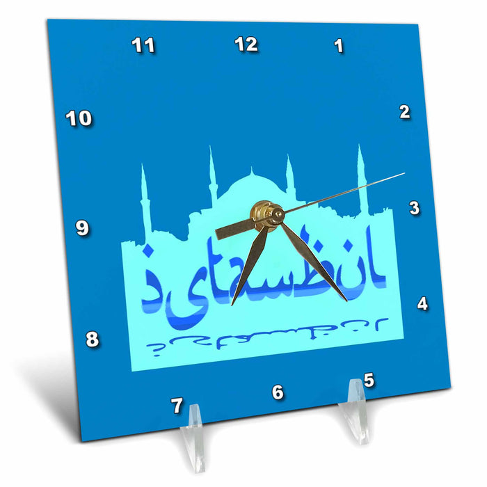 Desk Clock - Istanbul Skyline Cityscape Silhouette Blue Vector Art - Istanbul Cityscape