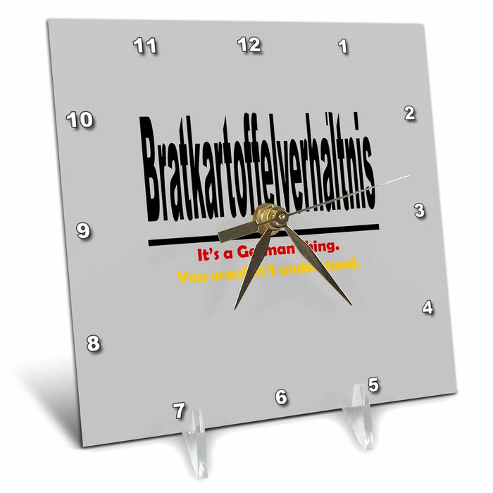 Desk Clock - Bratkartoffelverhaltnis - Its A German Thing. You Wouldnt Understand. Vector Art - German Language Humor