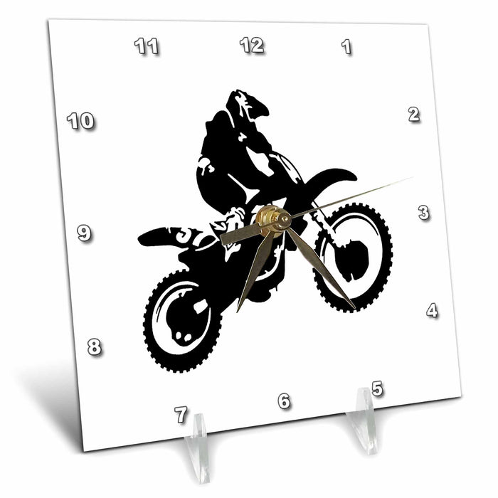 Desk Clock - Moto X Dirt Bike Monotone Vector Art Black Vector Art - Dirtbike Motocross