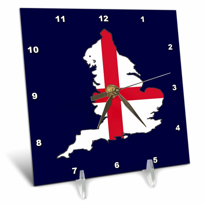 Desk Clock - England And St George Cross Flag Rugby And Soccer Emblem Vector Art - England Fans Flag and Map