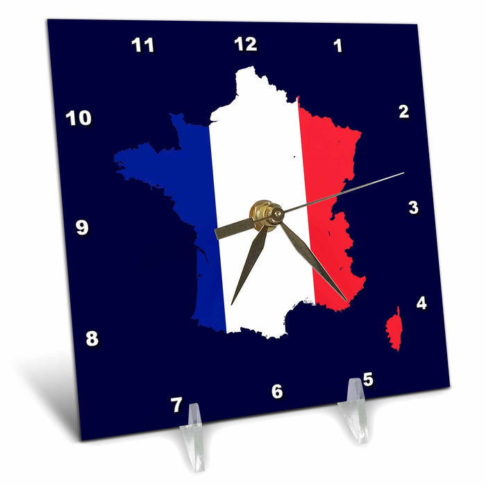 Desk Clock - France Rugby Fan Drapeau Francais Flag Map Rugby And Soccer Emblem Vector Art - France Fans Flag and Map