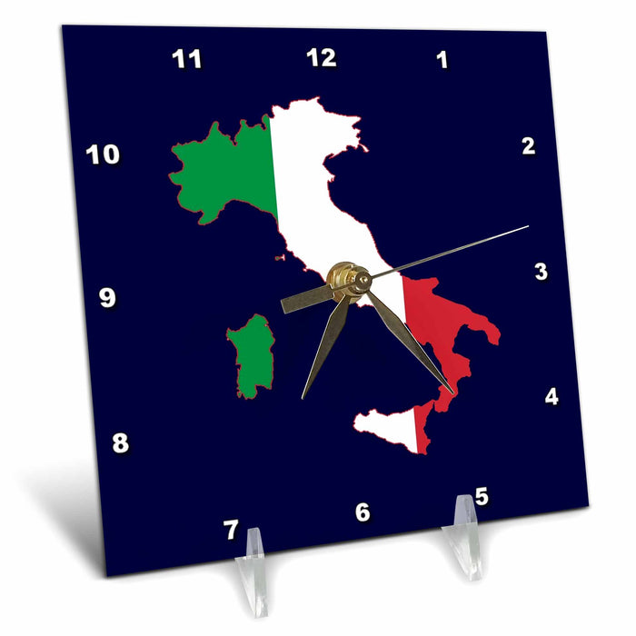 Desk Clock - Italy Rugby Fan Bandiera dItalia Flag Map Rugby And Soccer Emblem Vector Art - Italy Fans Flag and Map