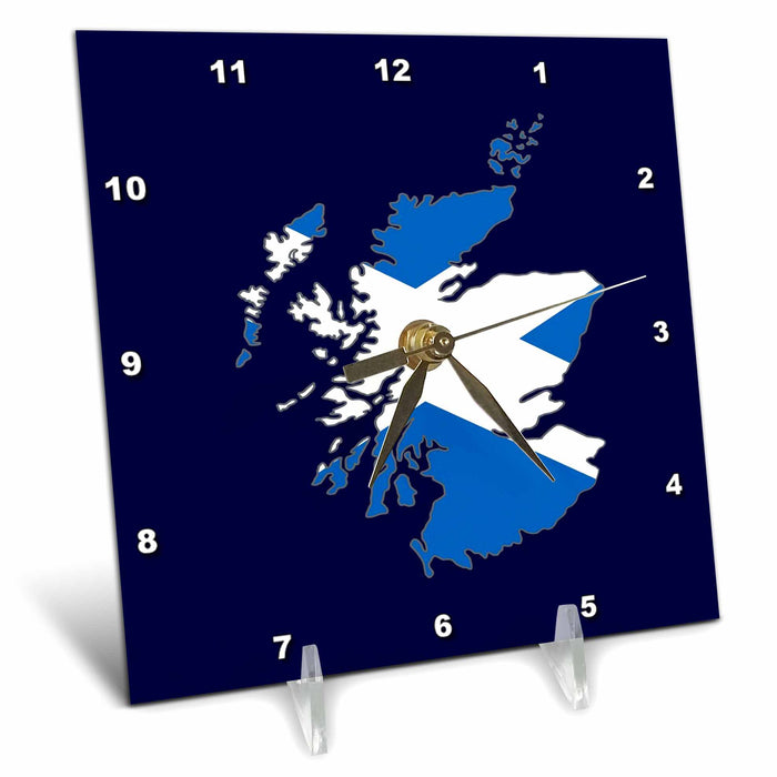 Desk Clock - Scotland Rugby Fan Saltire Flag Map Vector Art - Scotland Fans Flag and Map