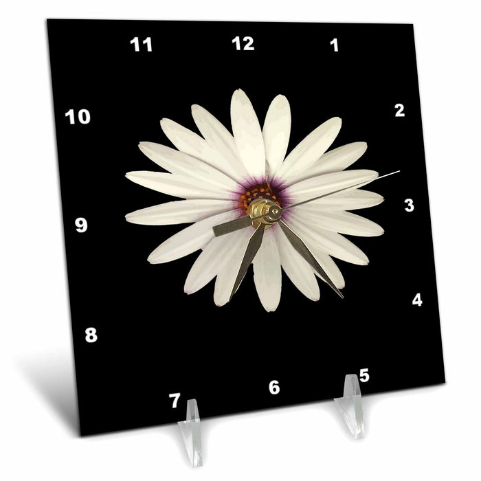 Desk Clock - Happy Flower White Daisy Vector Art - Daisy Flowers