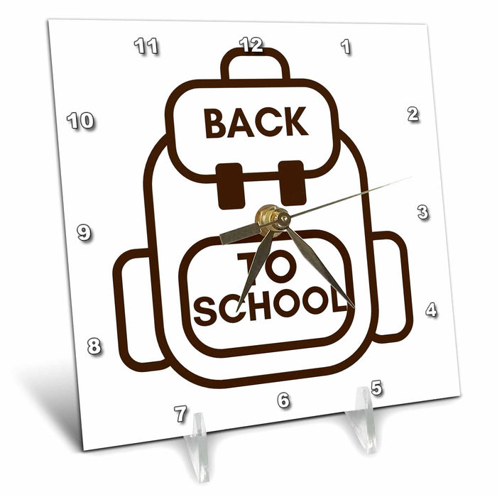 Desk Clock - Image of a Bag with Text of Back to School 3dRose Mary Aikeen- Back to School