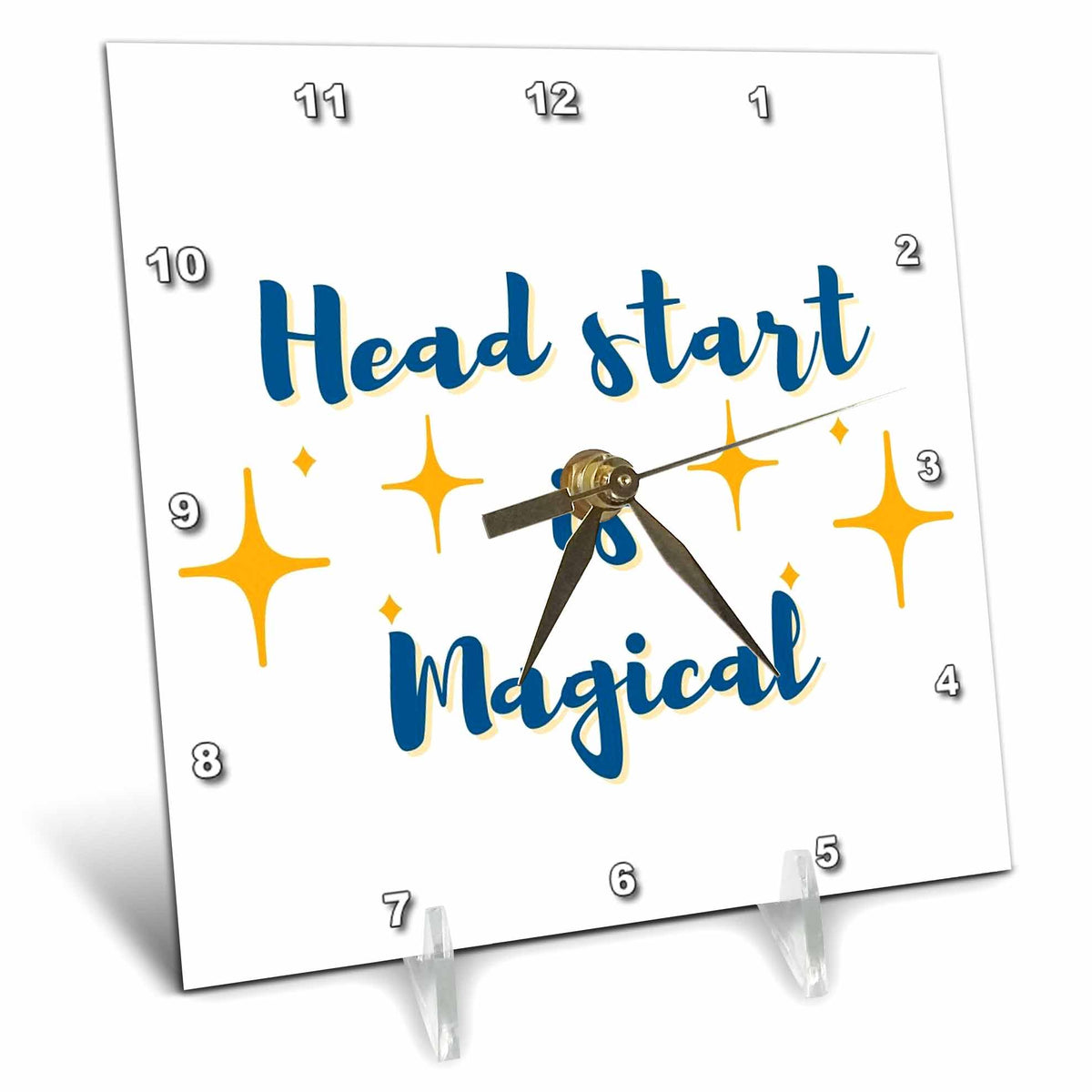 Desk Clock - Image of star with Text of Head Start is Magical 3dRose Mary Aikeen- Back to School