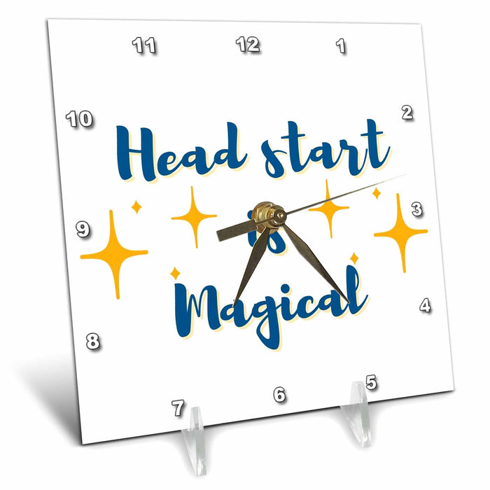 Desk Clock - Image of star with Text of Head Start is Magical 3dRose Mary Aikeen- Back to School