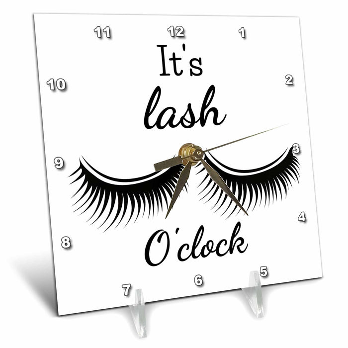 Desk Clock - Text of Its lash oclock 3dRose Mary Aikeen- Salon