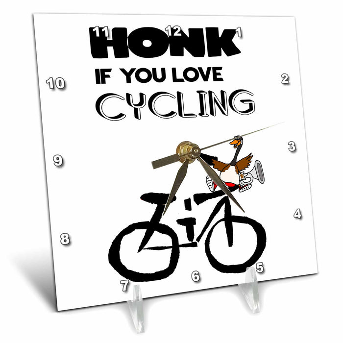 Desk Clock - Cute funny Hont if you love Cycling Bicycle with Goose Horn Satire Sports and Hobbies