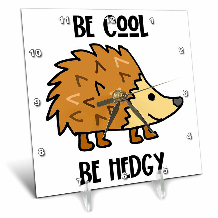 Desk Clock - Cute funny Be Cool Be Hedgy Pun with Hedgehog wearing Sneakers Animals