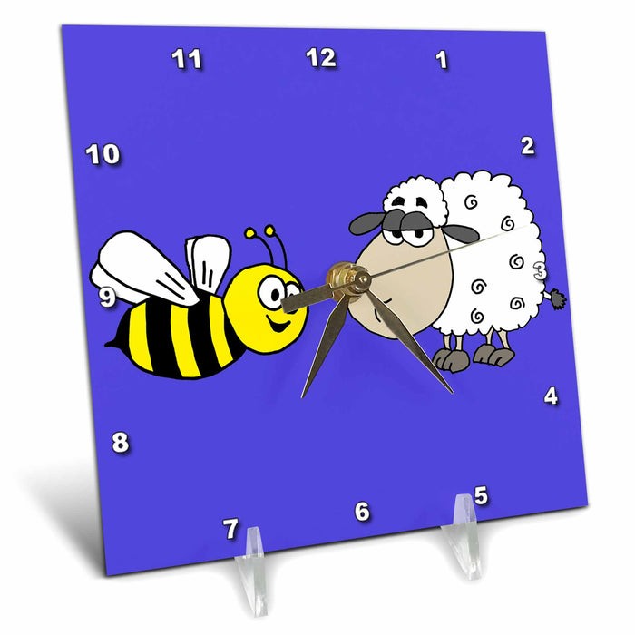 Desk Clock - Funny Cute Bee and Sheep Bee Ewe Be Yourself Pun Funny