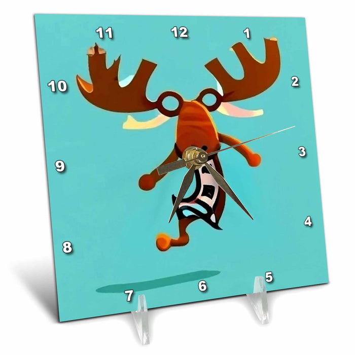 Desk Clock - Cool Funny Colorful Cute Moose Dancing Kokopelli Abstract Animals