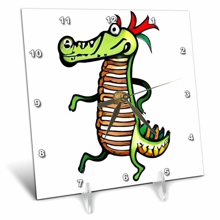 Desk Clock - Cool Funny Cute Alligator Dancing Kokopelli Satire Animals