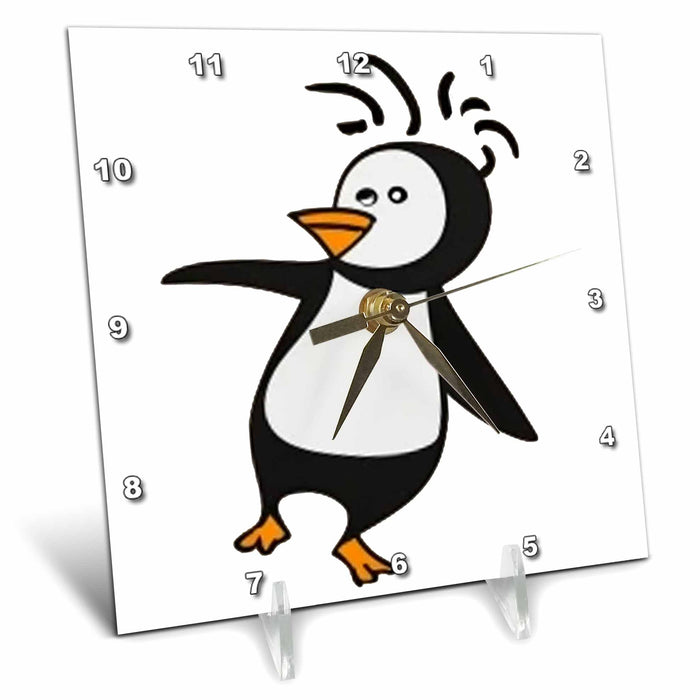 Desk Clock - Cool Funny Cute Penguin Dancing Kokopelli Abstract Birds