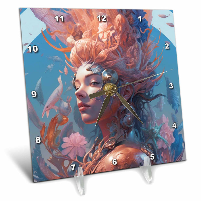 Desk Clock - Mythical Mermaid AI Generated Art