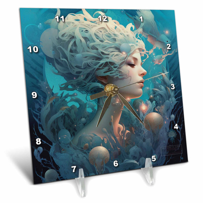 Desk Clock - Beautiful Mermaid AI Generated Art