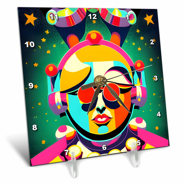 Desk Clock - Space Person Pop Art AI Generated Art