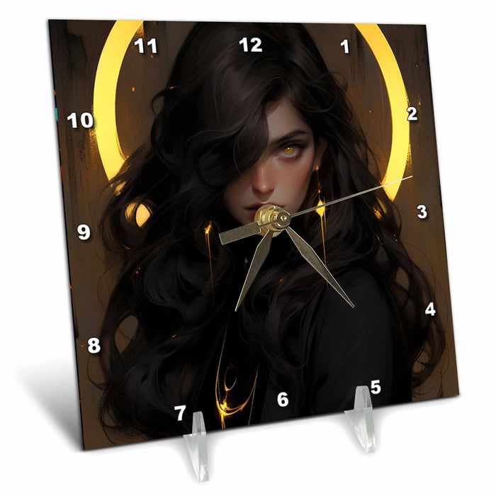 Desk Clock - Mysterious Woman AI Generated Art