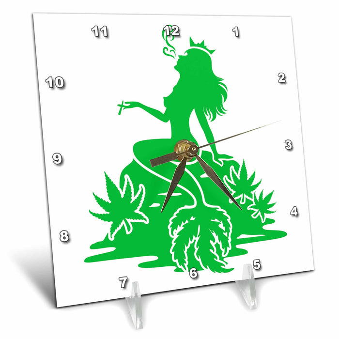 Desk Clock - Green Mermaid Cannabis Cannabis