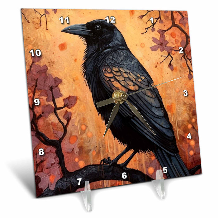 Desk Clock - Beautiful Crow Birds