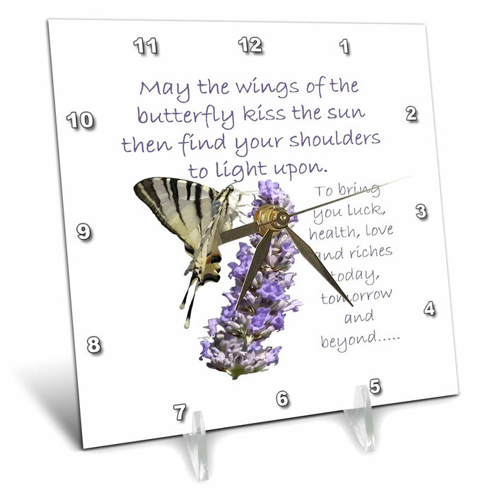 Desk Clock - May The Wings Of The Butterfly Kiss The Sun Irish Blessing Vector Art - Irish Blessing