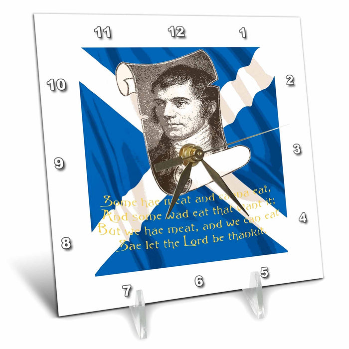 Desk Clock - The Selkirk Grace Burns Night Supper Prayer In Blue Vector Art - Burns Night