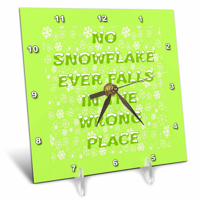 Desk Clock - No Snowflake Ever Falls In The Wrong Place Zen Proverb Vector Art - Snowflake Proverb