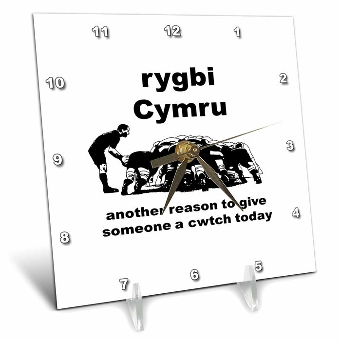 Desk Clock - Rygbi Cymru Another Reason To Give Someone A Cwtch Today Vector Art - Welsh Rugby