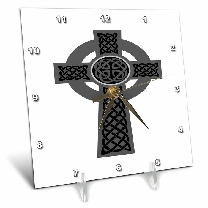 Desk Clock - Ornamental Celtic High Cross Decorative Knotwork 1 Vector Art - Celtic Cross