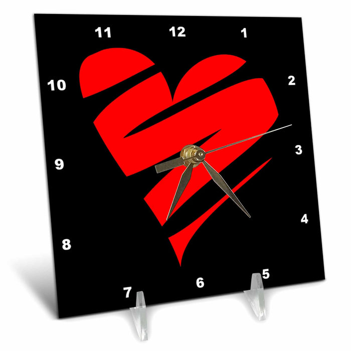 Desk Clock - Heartbroken Broken Heart Vector Art - Hearts